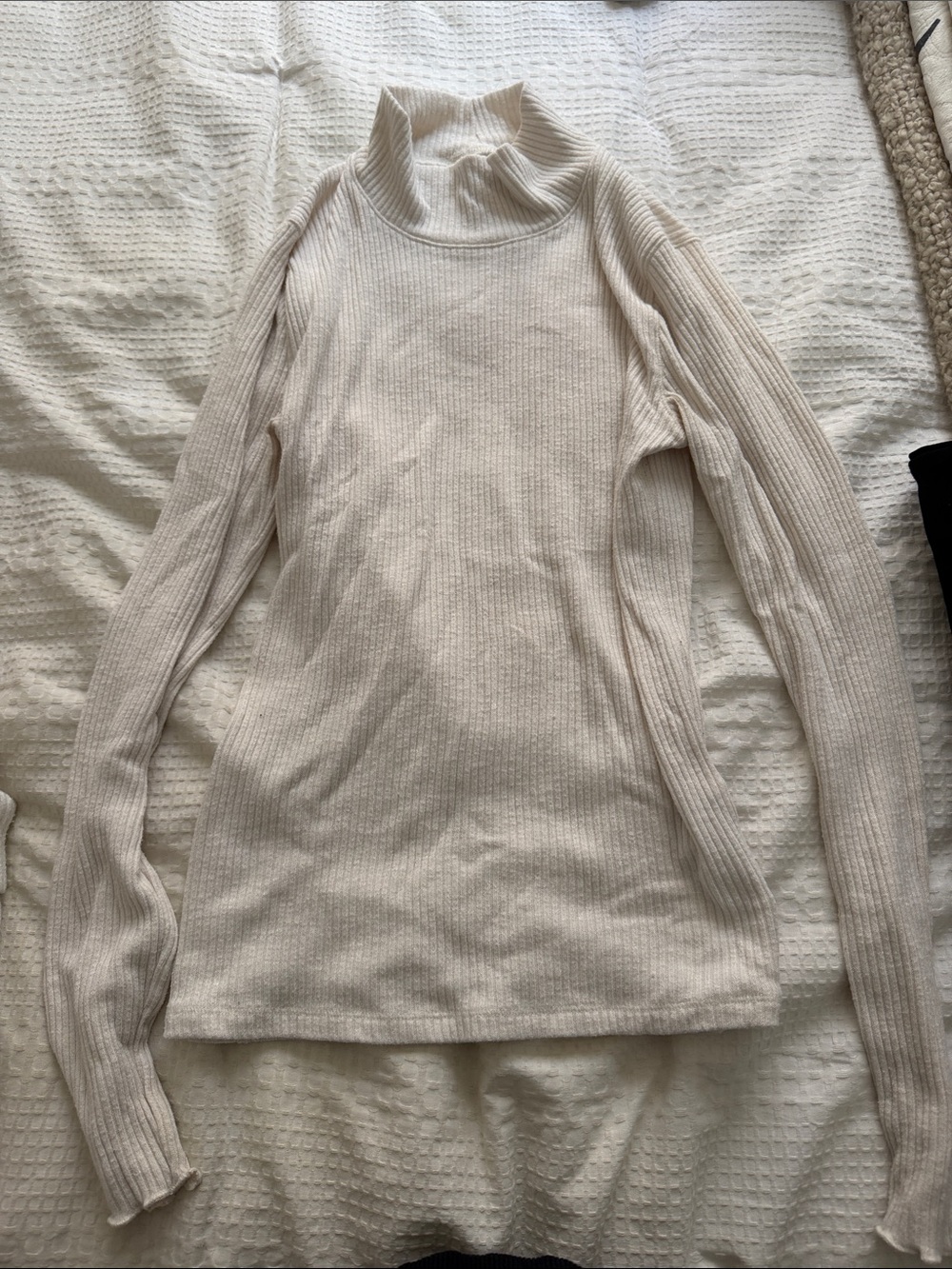 Abercrombie & Fitch Cream Ribbed Turtleneck Sweater
